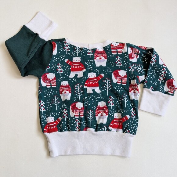 Handmade Winter Toddler Christmas T-Shirt Size 2T Green Red U.S. Made - Picture 3 of 8